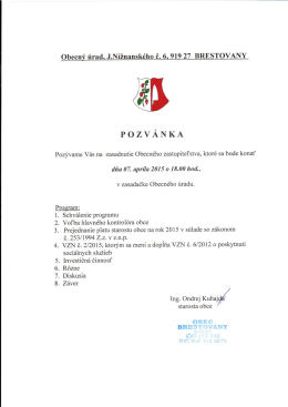 POZV&Aacute;NKA - Brestovany