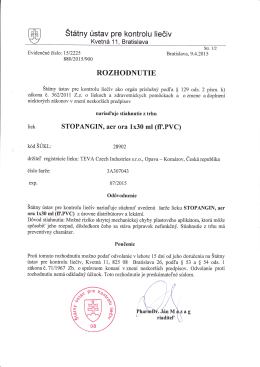 Stopangin &ndash; rozhodnutie SUKL