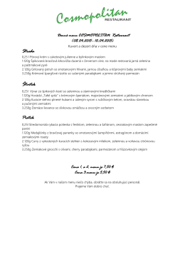 Denné menu COSMOPOLITAN Restaurant 06.04