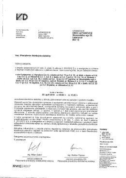 Oznámenie Východoslovenskej distribučnej