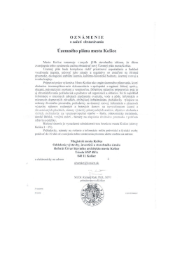 Začatie obstarávania územného plánu mesta Košice