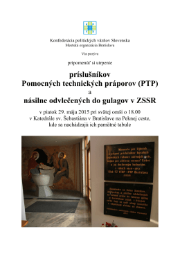 Pozvánka – 29. máj 2015 - Bratislava - Pekná cesta
