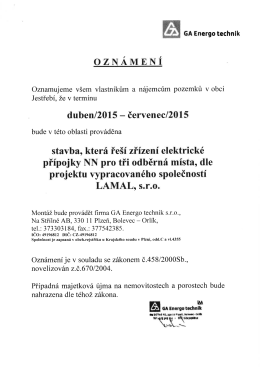 OZNÁMENÍ