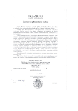 Začatie obstarávania územného plánu mesta Košice
