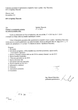 pozv&aacute;nka urbari&aacute;tu - Spi&scaron;sk&yacute; &Scaron;tiavnik