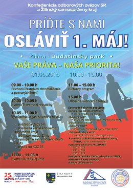VV SOZ ZaSS Vás pozýva na Prvomájové zhromaždenie občanov