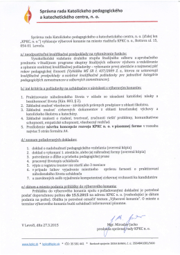 Vyhlásenie výberového konania na miesto riaditeľa KPKC n. o.