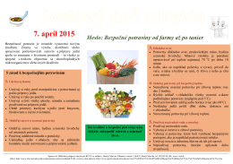 7. apríl 2015 Heslo: Bezpečné potraviny od farmy až po tanier