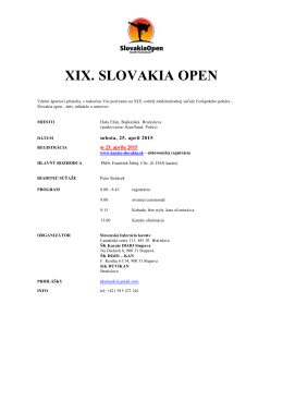 XIX. SLOVAKIA OPEN - Slovenská federácia karate a bojových umení