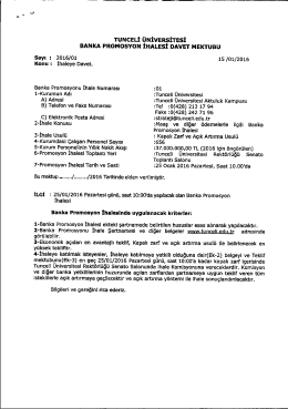 Banka Promosyonu İhale Şartnamesi