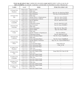 25 ocak-05 \336ubat 2016 tar\335hler\335 arasında kocael\335