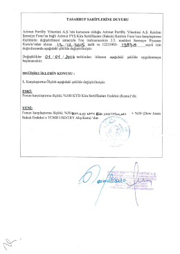TASARRUF SAHİPLERİNE DUYURU