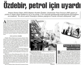 &uuml;zdehir, petrol i&ccedil;in uyardı