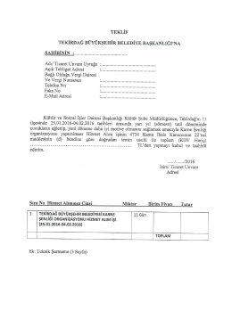 TEKLİF - Tekirdağ Belediyesi