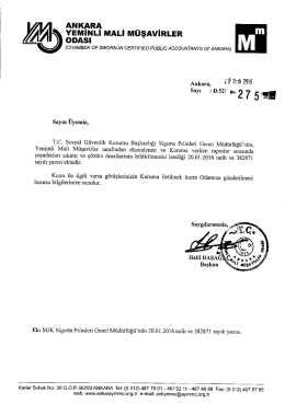 T.C. Sosyal G&uuml;venlik Kurumu Başkanlığı Sigorta Primleri Genel