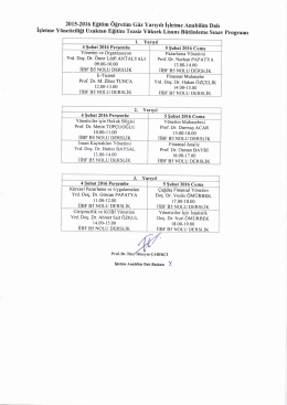 2015-2016 Güz Dönemi İşletme Anabilim Dalı Uzaktan Eğitim
