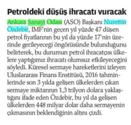 Petroideki düsüs ihracatı vuracak