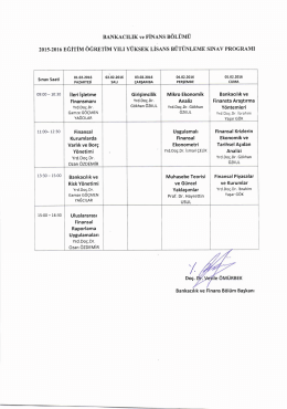 2015-2016 G&uuml;z D&ouml;nemi Bankacılık ve Finans Anabilim Dalı
