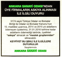 __ ANKARA SANAYİ ODASI`NDAN