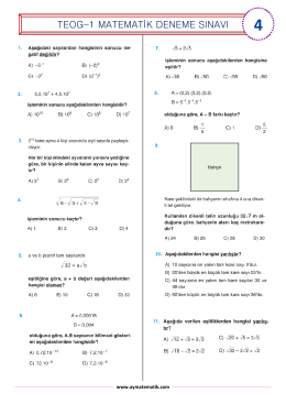 teog-1 matematik deneme sınavı