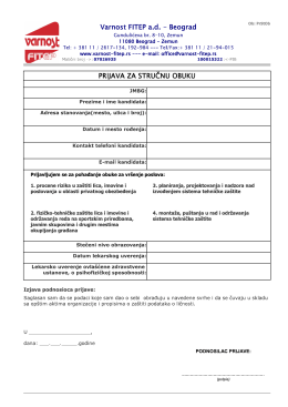 Obrazac prijave za stručnu obuku - Varnost
