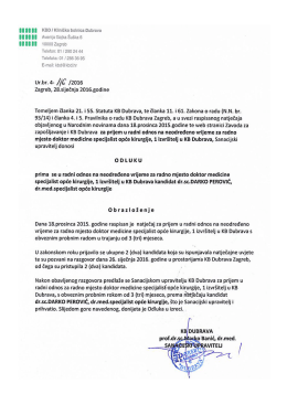 Odluka - Klinička bolnica Dubrava