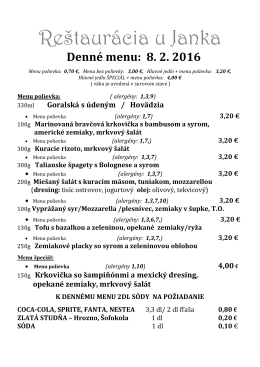 Denné menu - ujanka.sk