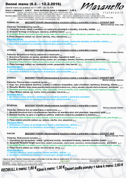 Denné menu (8.2. – 12 12.2.2016)