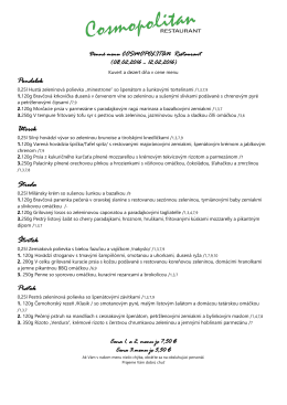 Denné menu COSMOPOLITAN Restaurant 01.02