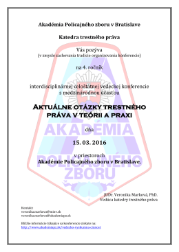 Pozvánka na konferenciu - Akadémia Policajného zboru v Bratislave