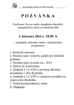 POZVÁNKA - Obec Bystrička