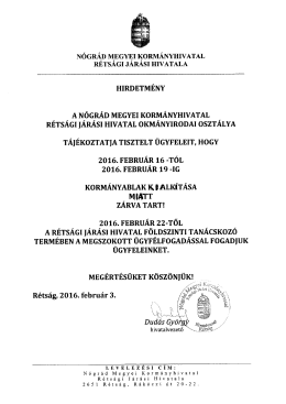 hirdetm&eacute;ny - N&oacute;gr&aacute;d Megyei Korm&aacute;nyhivatal