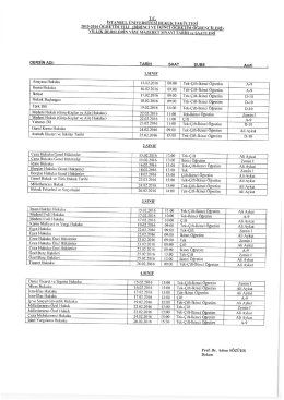 2015 2016 Yıllık Derslerin Vize Mazeret Sınavı Tarih ve Saatleri