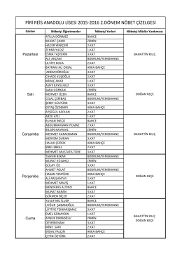 2015-2016 2.dönem öğretmen nöbet listesi