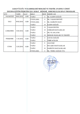 sorumluluk sınavları 08-12 şubat 2016 tarihlerinde yapılacaktır.