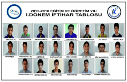 2015-2016 Birinci D&ouml;nem İftihar Tablosu