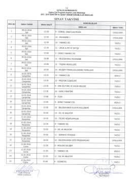 Şubat Ayı Sorumluluk Sınav Takvimi