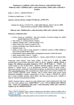 Oznámení o vyhlášení výběrového řízení na volné
