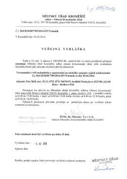 veřejná vyhláška, Petr Bolf, Purkyňova 2527/85, Brno