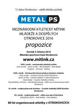 MITINK 2016 - METAL-PS Mezinárodní atletický halový mítink