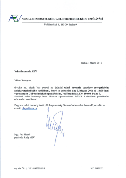 Pozv&aacute;nka na Valnou hromadu 2016