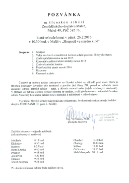 POZVÁNKA - Zemědělské družstvo Maleč