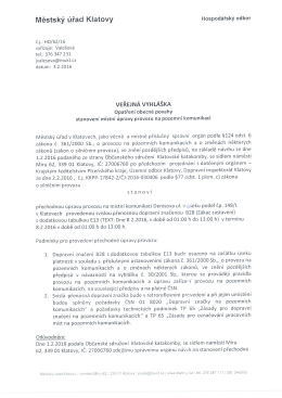stanovení místní úpravy provozu na pozemní komunikaci