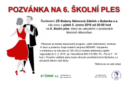 POZVÁNKA NA 6. ŠKOLNÍ PLES - Základní škola Zábřeh, Boženy