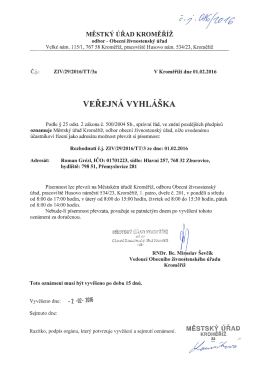 veřejn&aacute; vyhl&aacute;&scaron;ka, Roman Gr&eacute;zl, Hlavn&iacute; 257, Zborovice