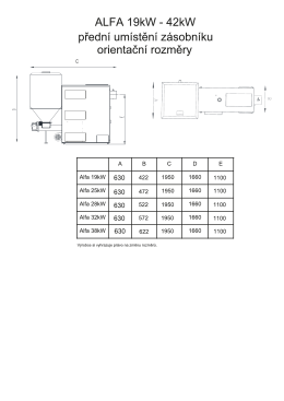 Rozměry kotlů s předním zásobníkem