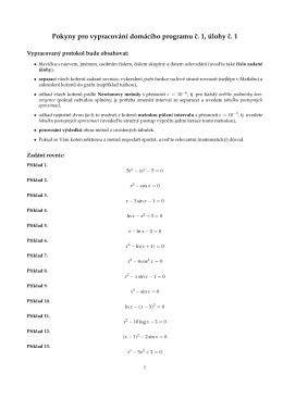 Pokyny pro vypracování domácího programu c. 1, úlohy c. 1