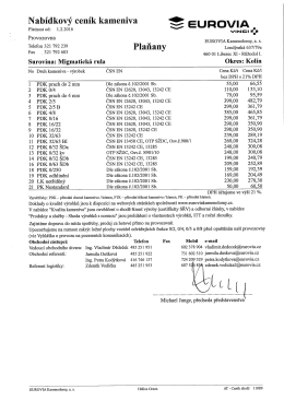 Ofici&aacute;ln&iacute; cen&iacute;k v&yacute;robků - EUROVIA Kamenolomy, as