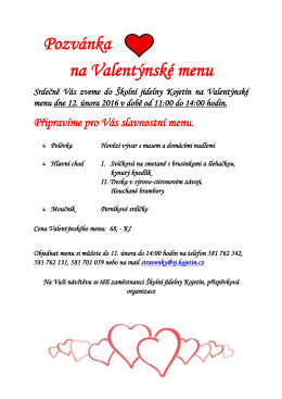 Pozvánka na Valentýnské menu