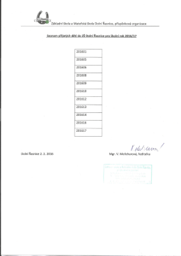 Výsledky zápisu do 1. ročníku 2016/2017